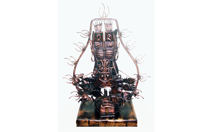 V.R.Raviram 
Gangaavaharana 
Copper oxidised and welded 
17 x 8 x 20 inches 
Unavailable (Can be commissioned)